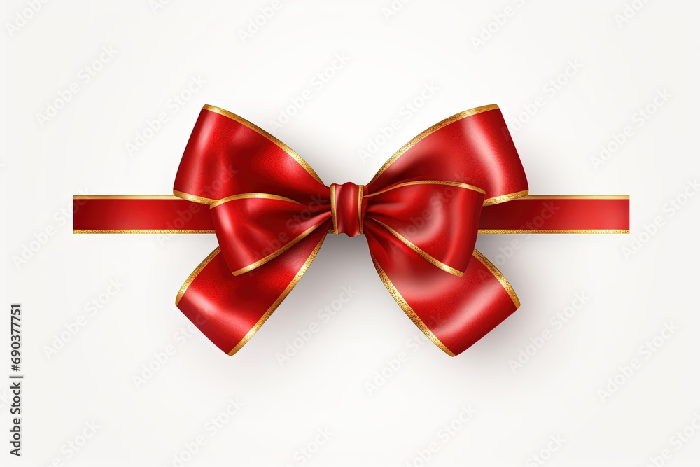 Naklejka premium Red and gold ribbon and bow isolated on white background.