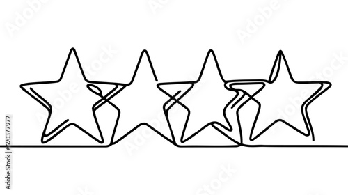 Hand draw doodle of four stars illustration in continuous line arts style vector