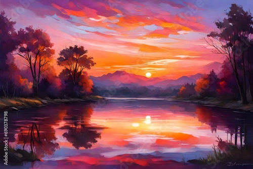 sunset over the river © Jahaan Skindar arts