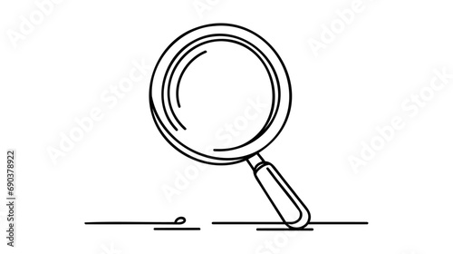 One continuous line illustration of magnifying glass. Continuous line drawing of magnifying glass lens. Vector illustration