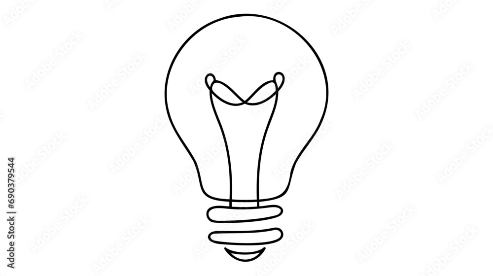 Continuous one line drawing bulb lamp vector illustration minimalism concept Continuous one line drawing bulb lamp vector illustration minimalism concept