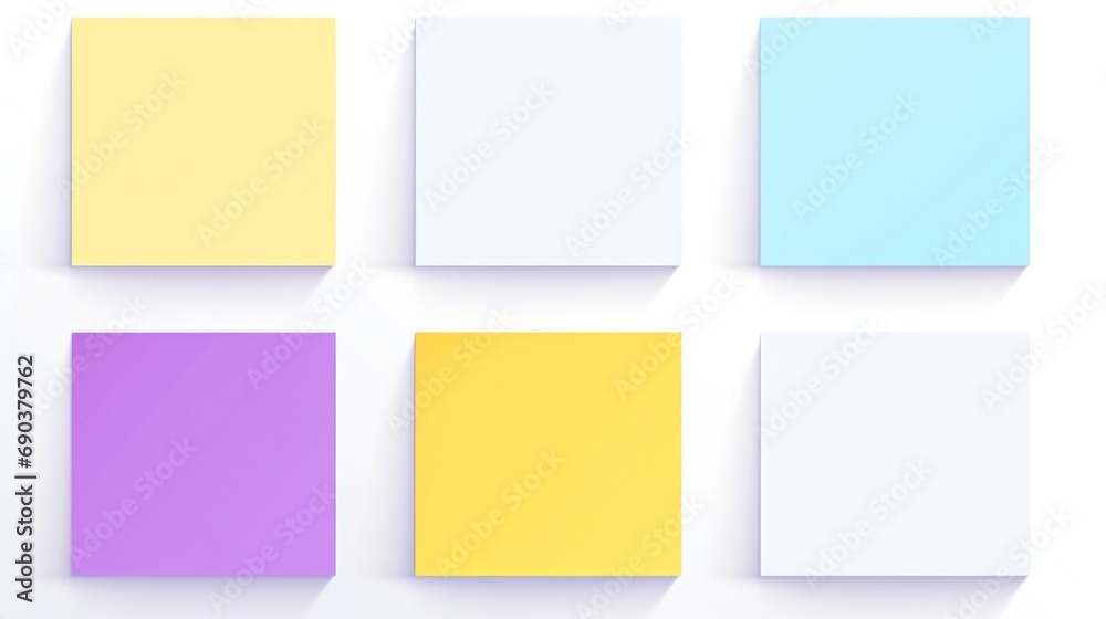 A set of four different colored sticky notes on a white surface