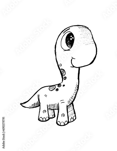 Hand Drawn Baby Dino Vector Illustration Art