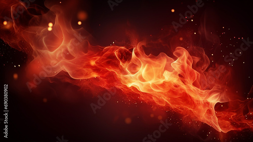 Mesmerizing Red Flames  High-Quality Closeup Shot of a Burning Campfire with Vibrant Sparks Overlay - Fiery Motion and Heat for Creative Backgrounds and Intense Atmosphere.