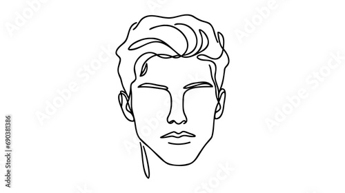 Continuous Line Drawing of Man Profile. Abstract Man Face Minimalistic Beauty Concept.