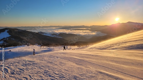 beautiful winter landscape with snow. Ski slope