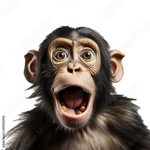 Close up of a funny monkey, shocked expressions © PNG River Gfx