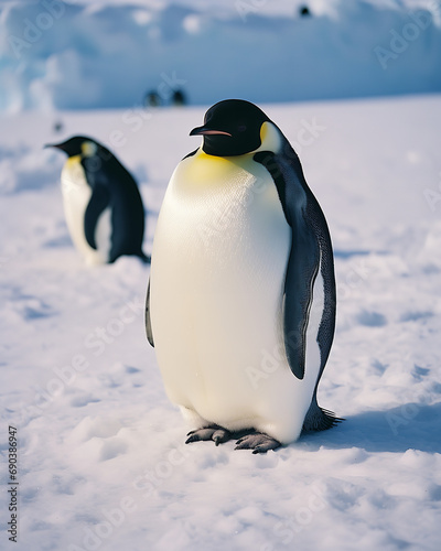 Emperor penguins in the snow