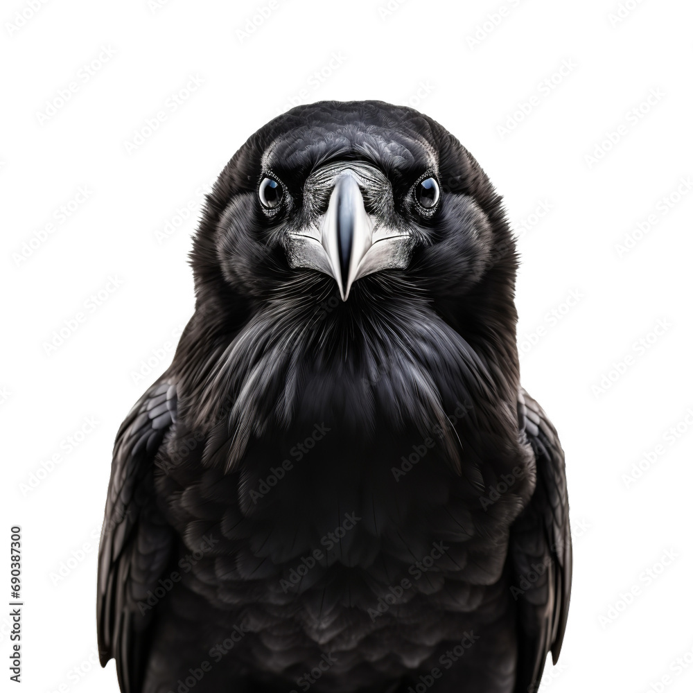 Crow face shot, isolated on transparent background Crow face shot, isolated on transparent background