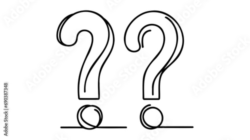 Question mark linear background. One continuous drawing of a question mark. Vector illustration