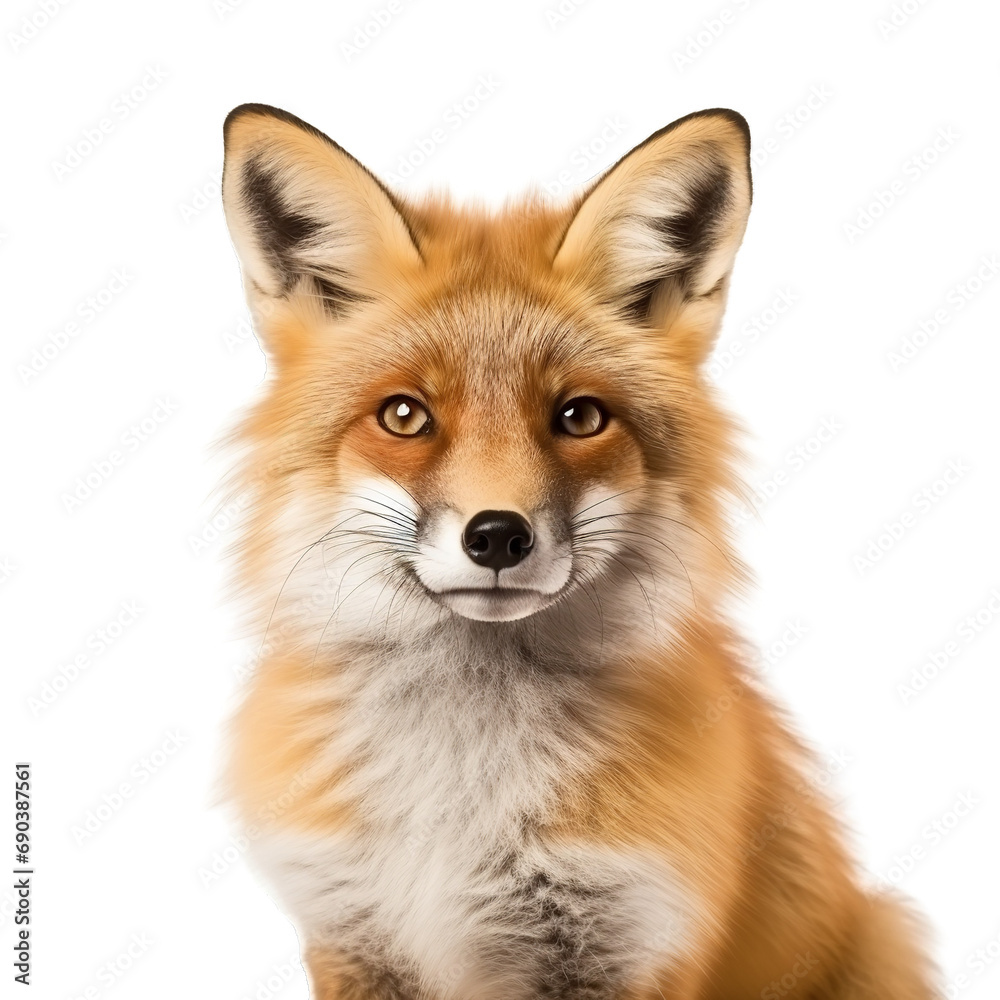 Red fox in white background
