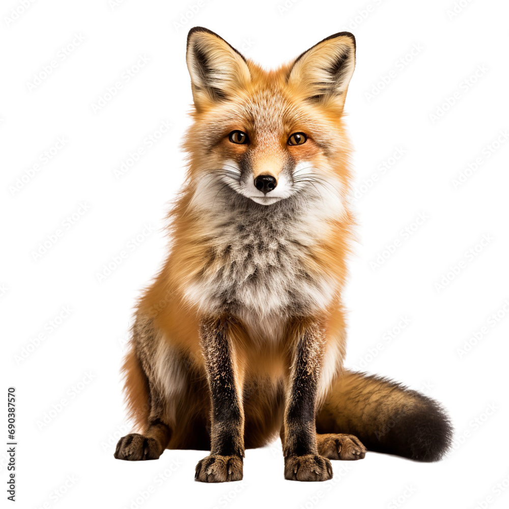 Red fox in white background