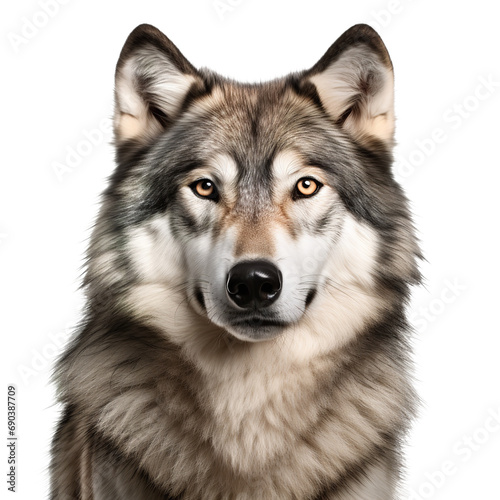 Wolf, face shot isolated on transparent background photo