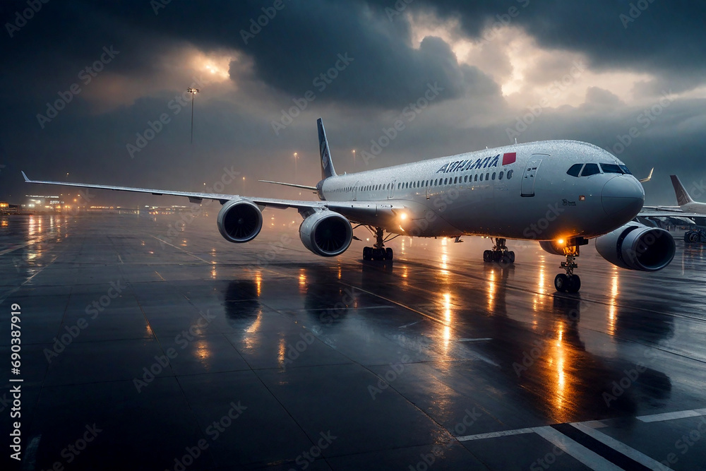 Obraz premium airplane at sunset