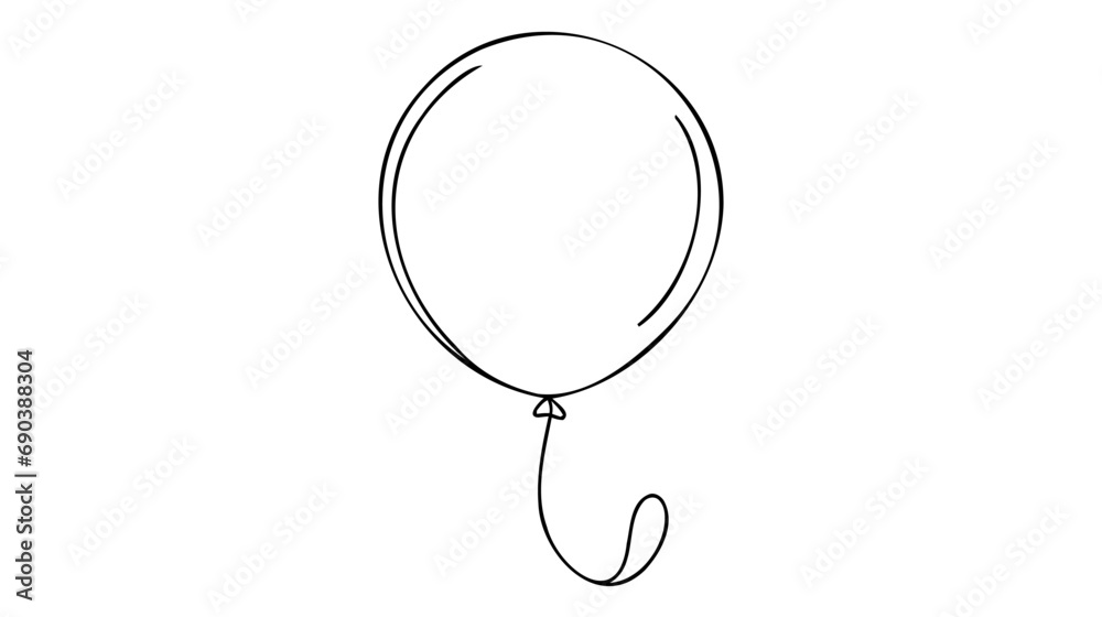 Single continuous line art balloon. Holiday festive present gift concept. Single continuous line art balloon. Holiday festive present gift concept.