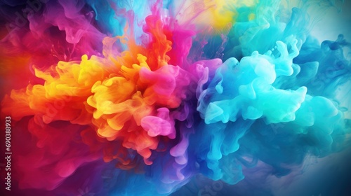 Spreading multicolor smoke texture in bright background