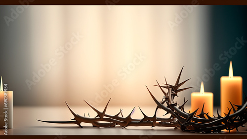 Beautiful Easter card, with details relating to Holy Week, in horizontal format photo