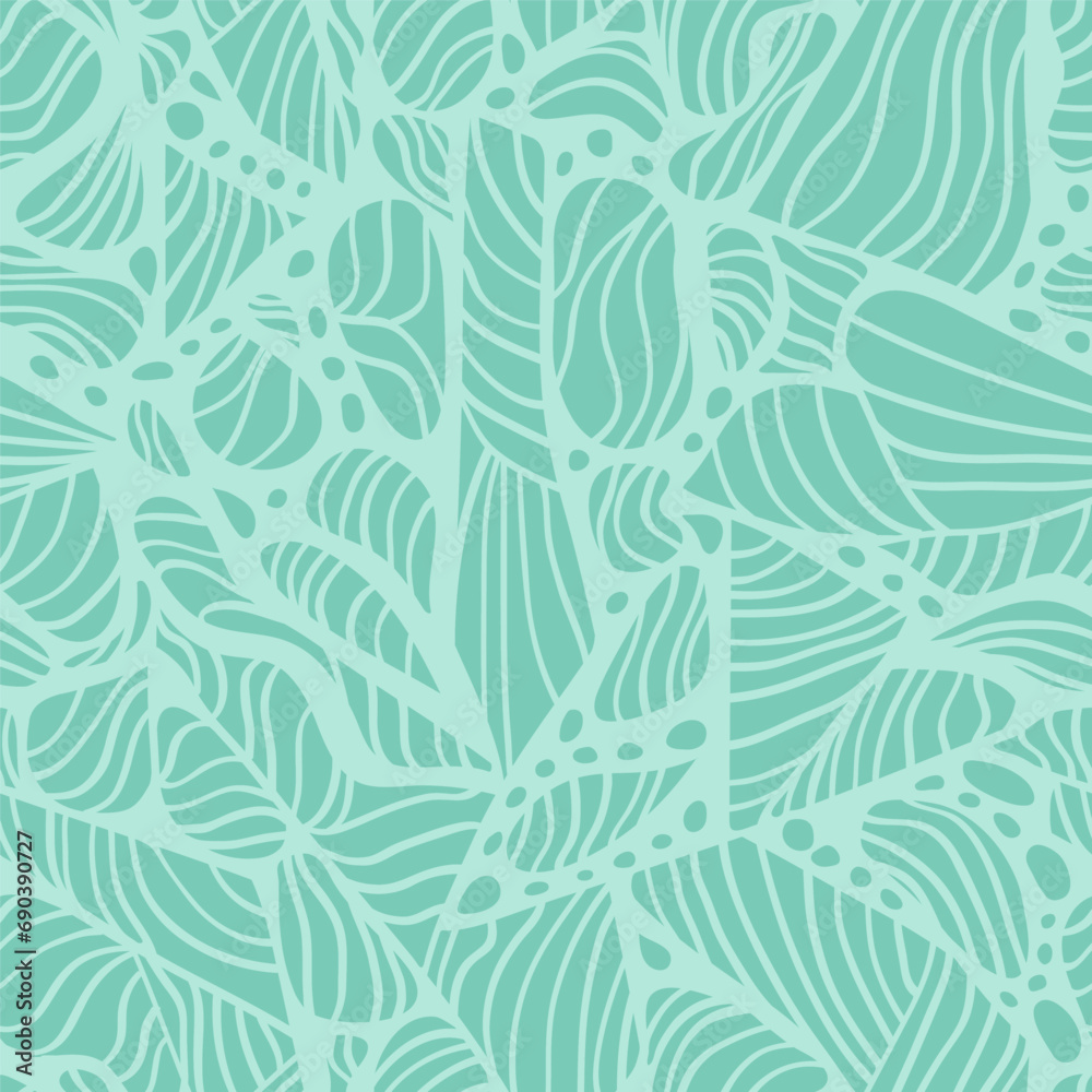Seashells inspired pattern in light turquoise blue. Vector seamless pattern design for textile, fashion, paper, packaging, wrapping and branding