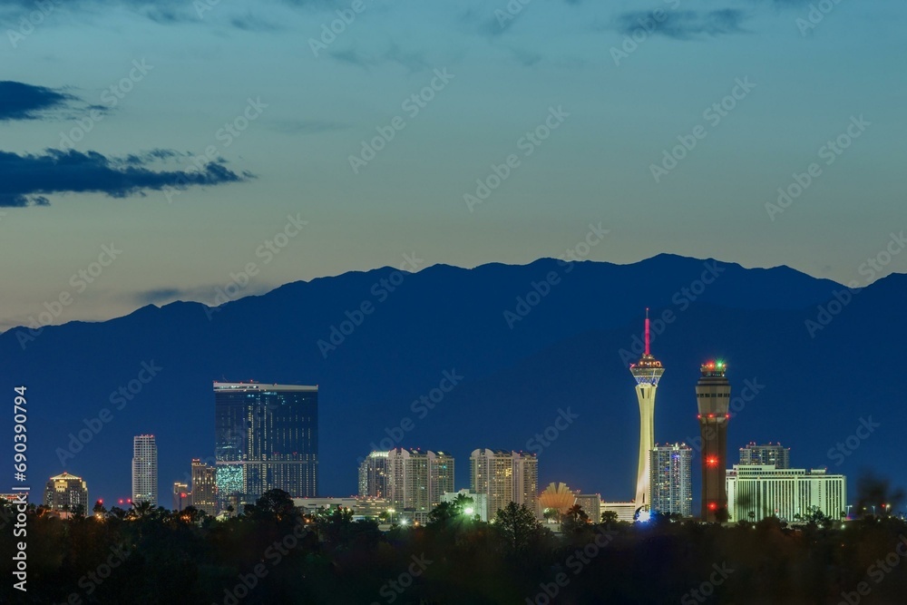 4K Image: Moody Las Vegas Cityscape on the Strip in the Evening