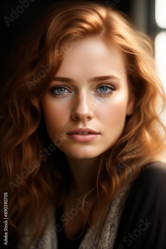 Portrait of a redheaded girl in soft light