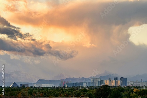 4K Image  Moody Las Vegas Cityscape on the Strip in the Evening