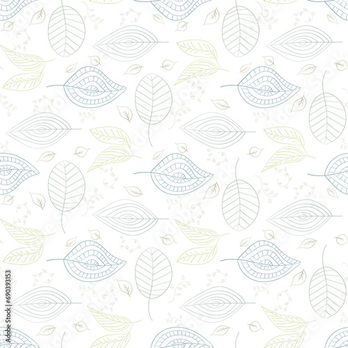 Decorative ornamental seamless spring pattern. Endless elegant texture with leaves. Tempate for design fabric  backgrounds  wrapping paper  package  covers