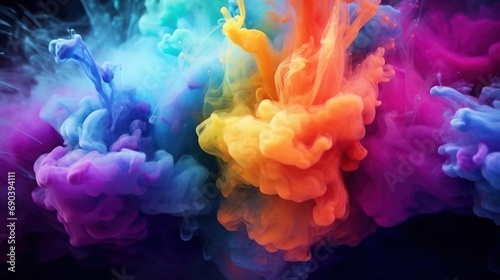 Abstract spread multicolor smoke texture bright background