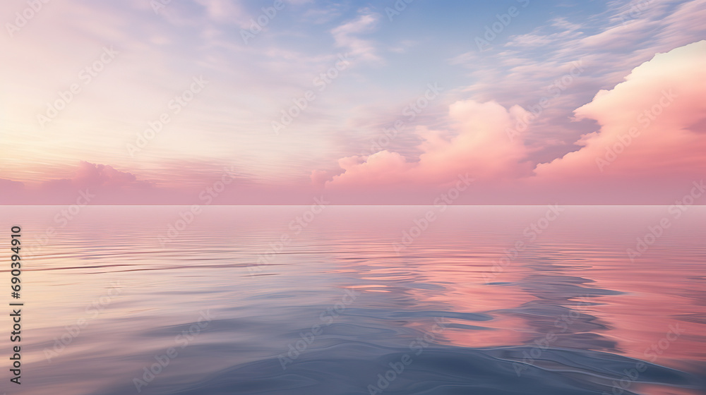 pink cloud hovering over the sea, creating a serene and ethereal scene, generative ai 