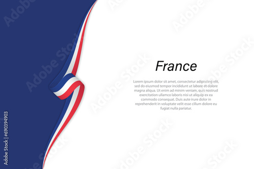 Wave flag of France with copyspace background. photo