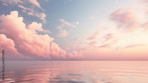 pink cloud hovering over the sea, creating a serene and ethereal scene, generative ai © vvalentine
