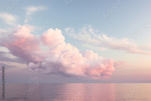 pink cloud hovering over the sea, creating a serene and ethereal scene, generative ai  © vvalentine