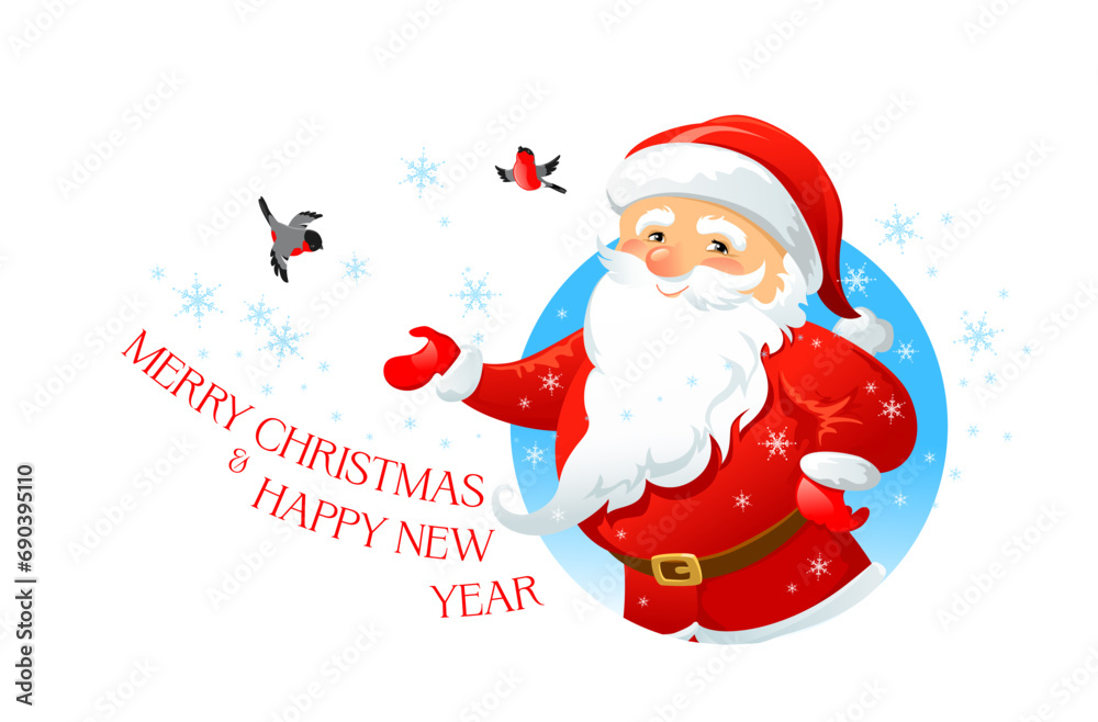 Santa Claus and birds banner Santa Claus and birds banner