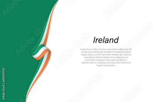 Wave flag of Ireland with copyspace background.