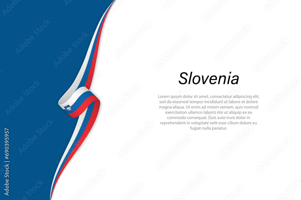 Obraz premium Wave flag of Slovenia with copyspace background.