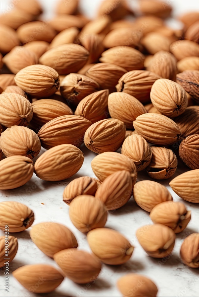 Almonds, isolated, white background, superfood Almonds, isolated, white background, superfood