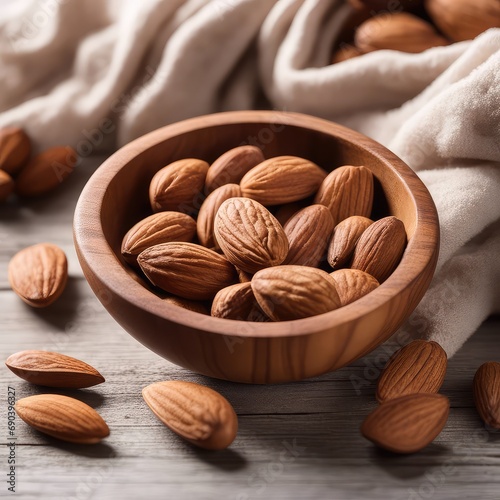 Almonds, isolated, white background, superfood
