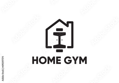 home gym logo, stay house health fit symbol icon design