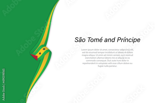 Wave flag of Sao Tome and Principe with copyspace background