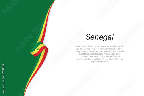 Wave flag of Senegal with copyspace background photo
