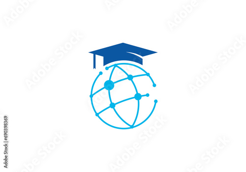 world tech education logo design vector graphic icon.	
