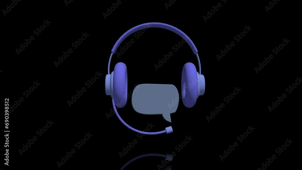 3D call center customer service icon turns on itself 3D call center customer service icon turns on itself