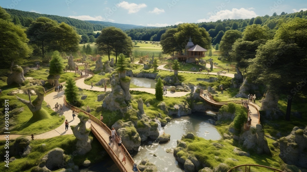 Artificially created park in Germany Bavaria for recreation