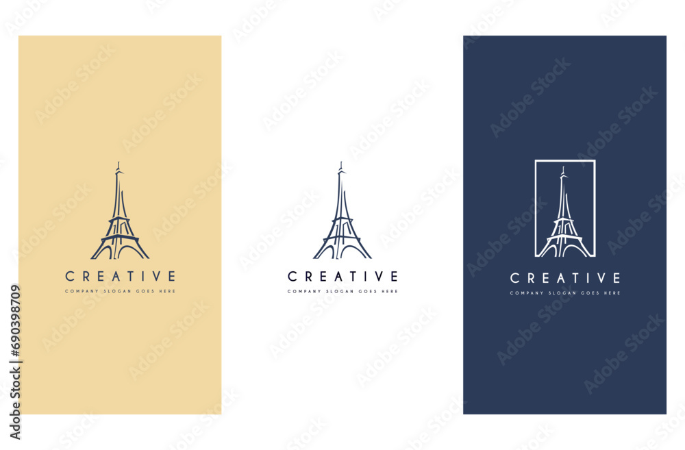 Simple Luxury Eiffel Tower logo design premium set vector illustration. Simple Luxury Eiffel Tower logo design premium set vector illustration.