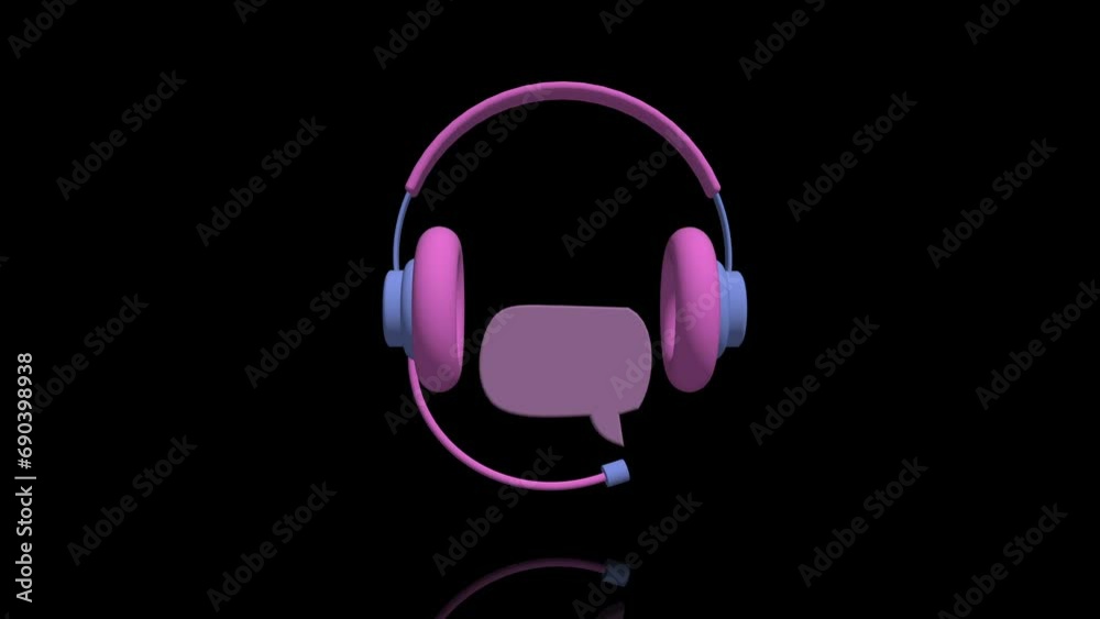 3D call center customer service icon turns on itself 3D call center customer service icon turns on itself