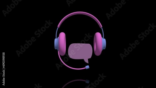 3D call center customer service icon turns on itself