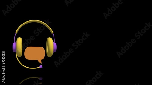3D call center customer service icon turns on itself