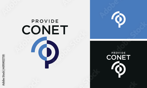 round wi fi letter C connection with P logo for fast internet