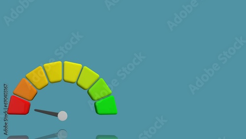 Cartoon arrow point turns on itself - from low status green to high status red