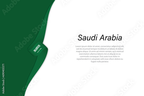 Wave flag of Saudi Arabia with copyspace background photo