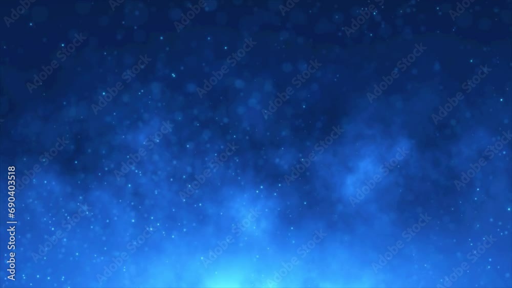 Blue bokeh particles glitter awards dust gradient abstract background. Futuristic glittering in space on blue background